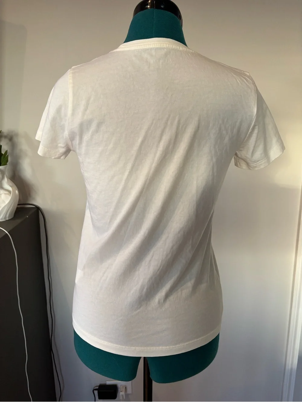 J. Crew Collector Tee White Graphic Champagne Glass Tee gold sequins, XS